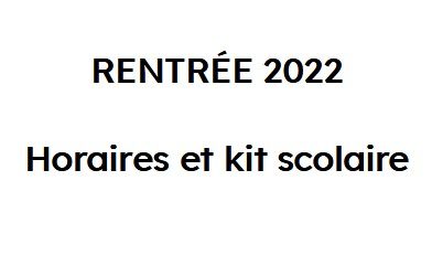 Rentrée 2022-2023